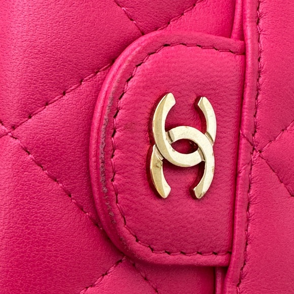 CHANEL Lambskin Quited CC Classic Flap Long Wallet Pink - Picture 13 of 15